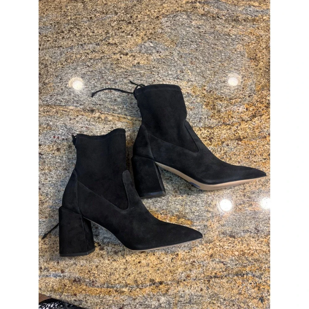 Stuart Weitzman Avenue 85 City Block Suede Boots Black‎ 11.5 Fits like 11